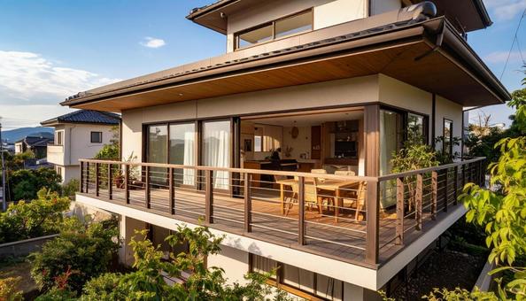 ベランダにかかる物干し竿の写真