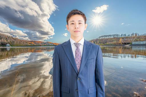 緊張する新人 緊張する新人 ビジネスマン,スーツ,社会人の写真素材