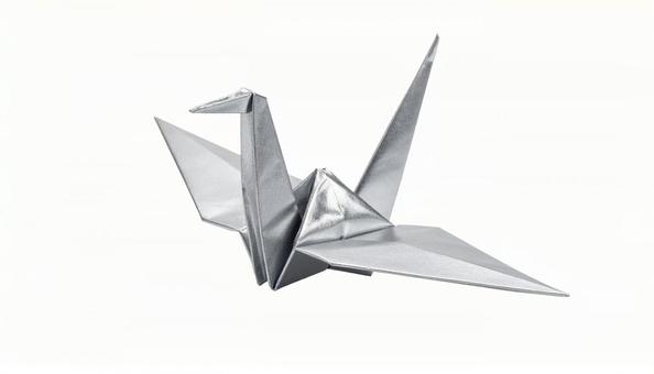 銀色の折り鶴 折り紙 (背景透過) 銀色の折り鶴 折り紙 (背景透過)の写真
