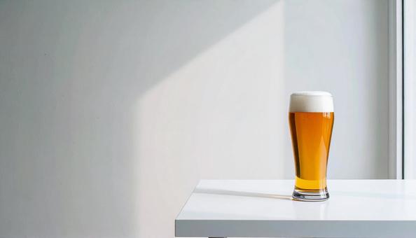 生ビール、コピースペースの写真