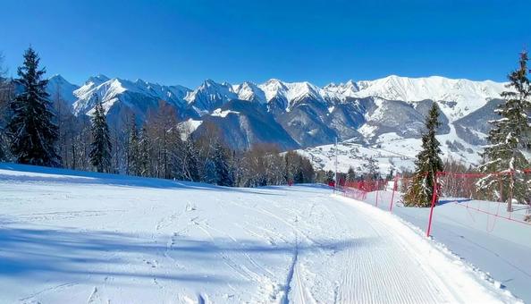 冬の快晴のスキー場 冬の快晴のスキー場の写真