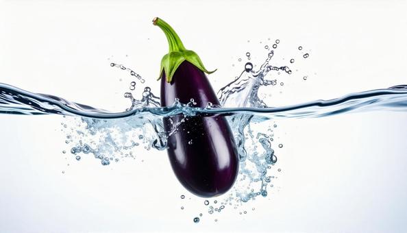 水に落としたナスビ 水に落としたナスビの写真