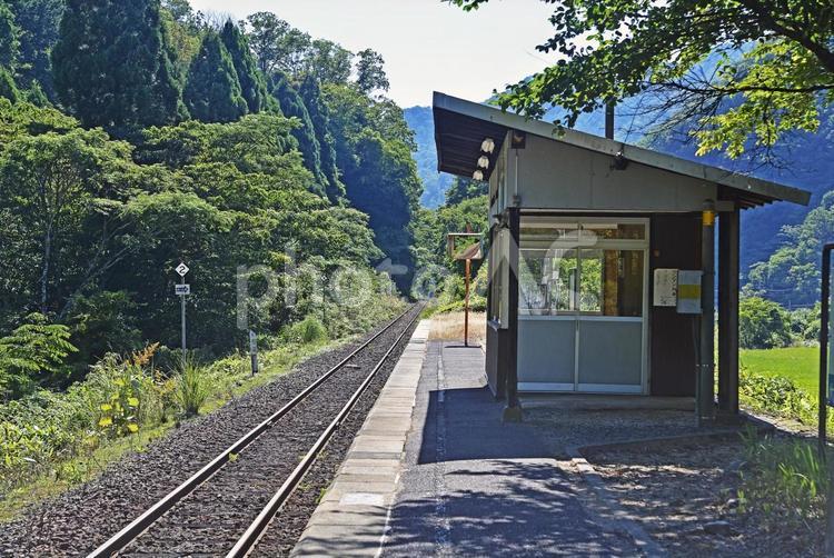 田舎の駅　因美線知和駅 駅,駅舎,ホームの写真素材