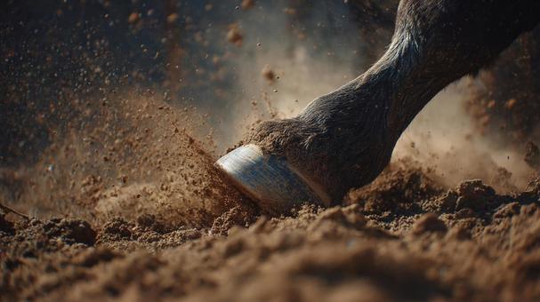 泥濘を駆ける動物の蹄 泥濘を駆ける動物の蹄の写真