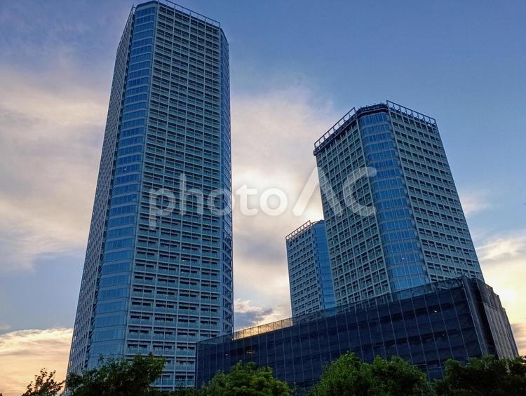 夕暮れの高層マンション 不動産,賃貸,マイホームの写真素材