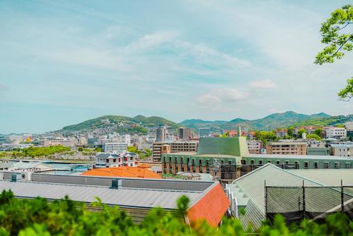 【長崎】グラバー園からの長崎市内の街並み グラバー園,長崎,風景の写真素材