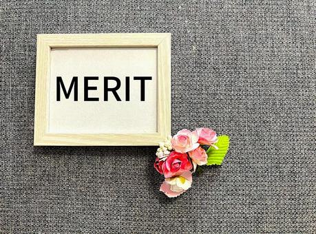 フォトフレームに「メリット」の文字 フォトフレームに「メリット」の文字 メリット,merit,長所の写真素材