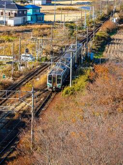 常磐線の風景⑶ 線路,常磐線,電車の写真素材