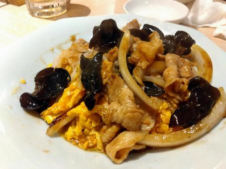 Photo, delicious, fungus, pork belly, 