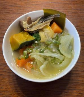 R7.11.23　南瓜などの具沢山スープ 朝食,具沢山スープ,南瓜の写真素材