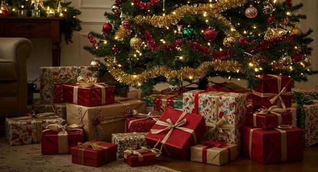 クリスマスツリーの下にあるプレゼント3 クリスマスツリーの下にあるプレゼント3の写真