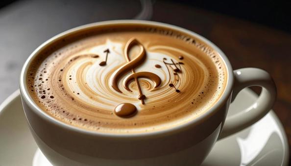 音符の形のラテアート 音符の形のラテアートの写真