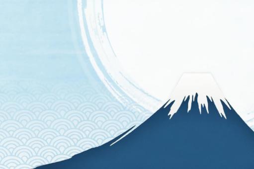 富士山と和柄の背景・年賀状の素材 和紙,年賀状,富士山の写真素材