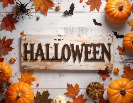 Halloweenの文字とカボチャの背景 Halloweenの文字とカボチャの背景の写真