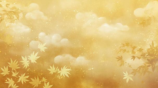 もみじ舞う金背景 もみじ舞う金背景の写真