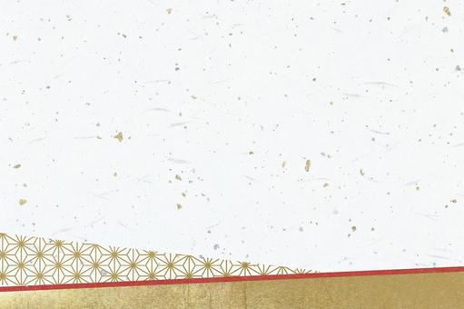 紙のテクスチャ（大礼紙金銀箔赤金麻の葉） 麻の葉,和紙,金色の写真素材