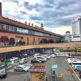仙台駅 仙台駅,駅前,ロータリーの写真素材