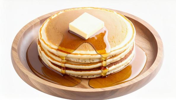 木製プレートの上のパンケーキの写真