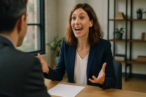 面接で熱意を語る人物 面接で熱意を語る人物の写真