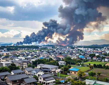 火災が起こった住宅地 火災が起こった住宅地の写真