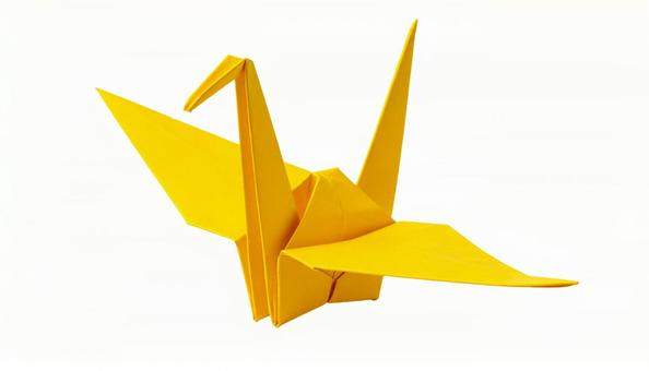 黄色の折り鶴 折り紙 (背景透過) 黄色の折り鶴 折り紙 (背景透過)の写真