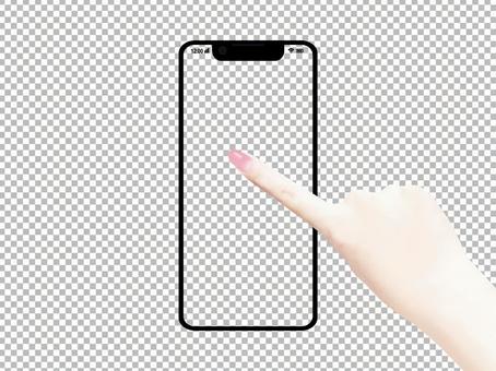 Image of touching a smartphone / PSD full transparency Image of touching a smartphone / PSD full transparency