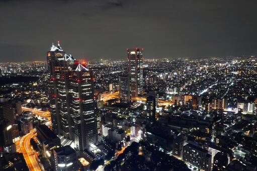 東京都庁から見た夜景の街並み4　夜景素材 夜景,新宿,夜の写真素材