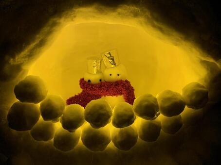 雪だるま 雪だるま,雪ダルマ,かまくらの写真素材