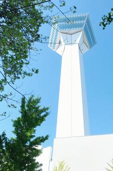下から眺めた五稜郭タワー 五稜郭,北海道,函館の写真素材