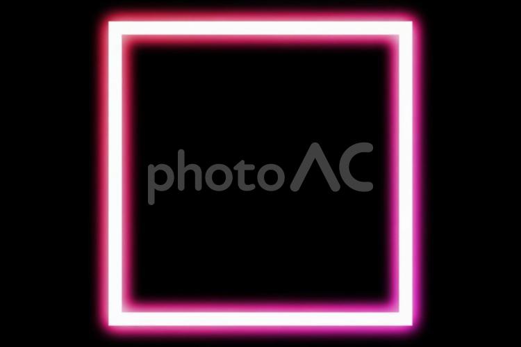 ネオン風の四角　ピンク ネオン,四角,ピンクの写真素材