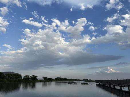虹 虹 虹,夏,雨上がりの写真素材