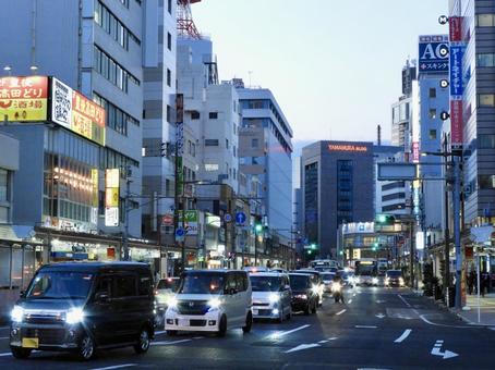 夕方の静岡市葵区御幸通り 御幸通り,御幸町,静岡市の写真素材