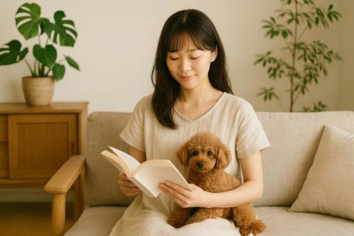 犬と読書時間 犬と読書時間の写真