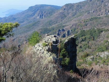 小豆島の寒霞渓（かわら投げの的） 寒霞渓,小豆島,日本自然百選の写真素材