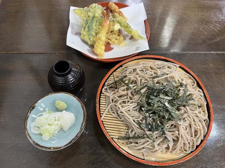 天ざる 天ざる ざるそば,信州,長野の写真素材