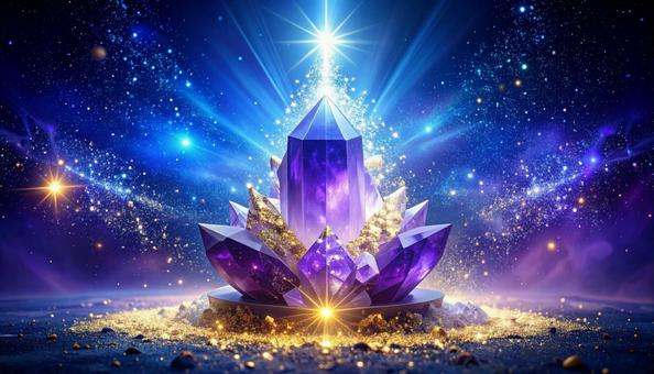 宇宙に輝く紫水晶の祭壇の写真