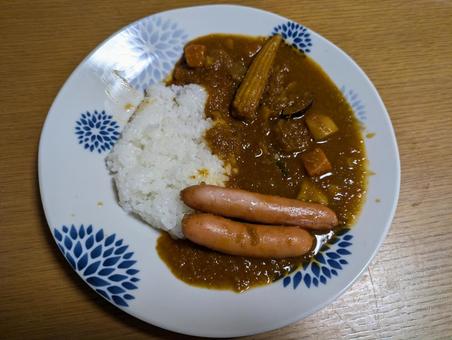 Photo, curry, curry and rice, wiener, 