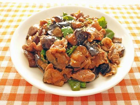 豚バラ茄子ピーマンのスタミナ味噌 豚バラ茄子ピーマンのスタミナ味噌の写真