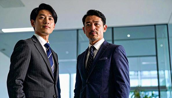 タッグを組んでビジネス課題に取り組む男性の写真