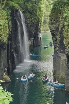 宮崎の高千穂峡 高千穂峡,真名井の滝,宮崎の写真素材