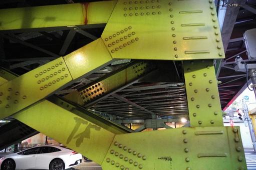 リベット打ちの緑色の鉄骨構造 鉄骨,構造,橋梁の写真素材