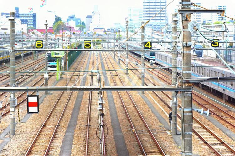 車両整備センター　電車　線路 電車,線路,車両整備センターの写真素材