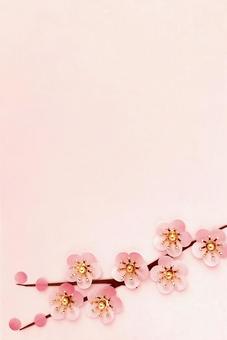 梅の花のカードピンク色背景 正月,年賀状,和風の写真素材