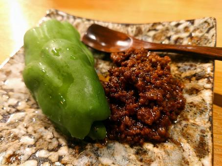 肉味噌ピーマン 肉味噌ピーマン 肉味噌ピーマン,ピーマン,居酒屋の写真素材