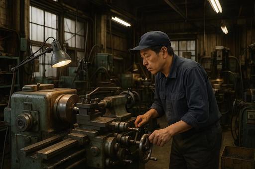 町工場で働く人の写真