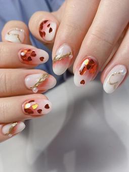 じゅわっとストロベリーハートネイル ネイル,ジェルネイル,かわいいの写真素材