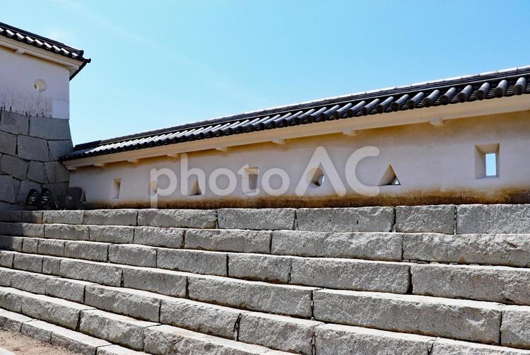 お城の土塀と雁木 城,塀,雁木の写真素材