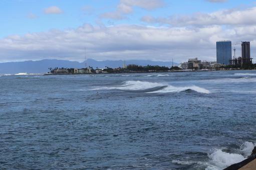 夕暮れハワイ ハワイ,アラモアナ,夕暮れの写真素材
