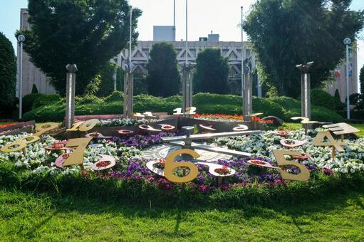 埼玉県庁の花時計 花時計,埼玉県庁,埼玉県庁舎の写真素材