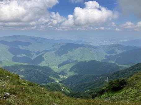 伊吹山からの眺め 伊吹山,高原,山の写真素材